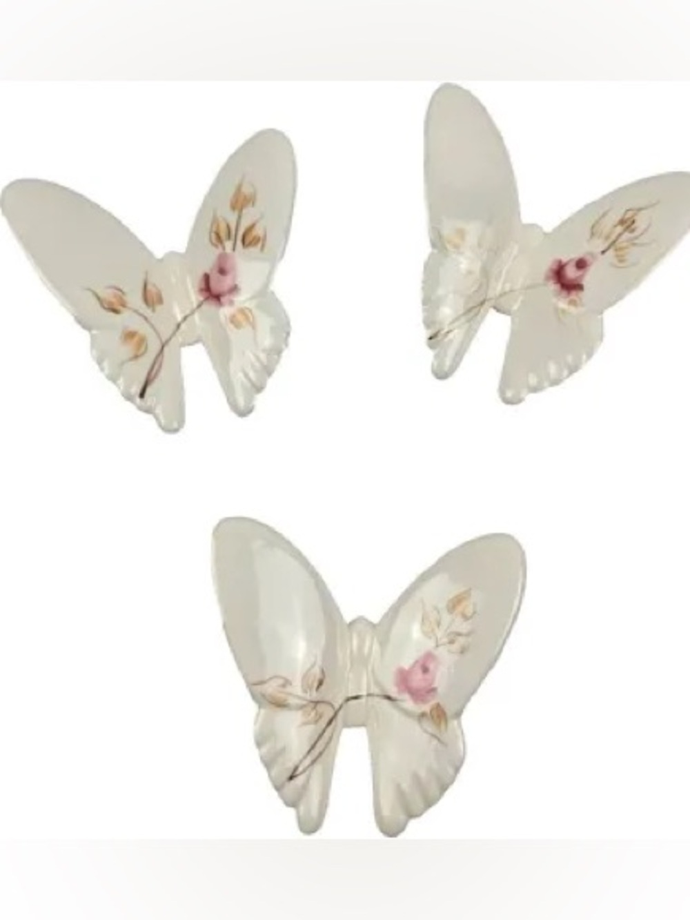 Hand Painted 🌸 Vintage New Home Interiors Ceramic Butterflies Set of